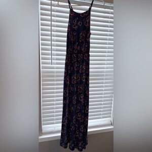FRENCH GREY Navy Floral Maxi Dress with Pink Accents - Small